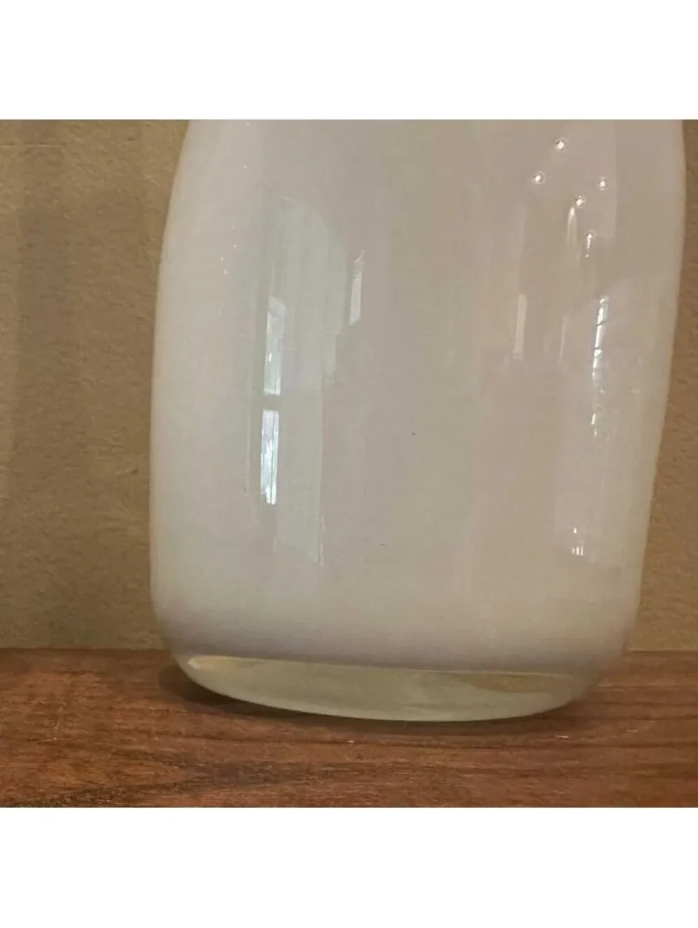 Vintage White Opaline Encased in Clear Art Glass MCM Vase 23” Tall